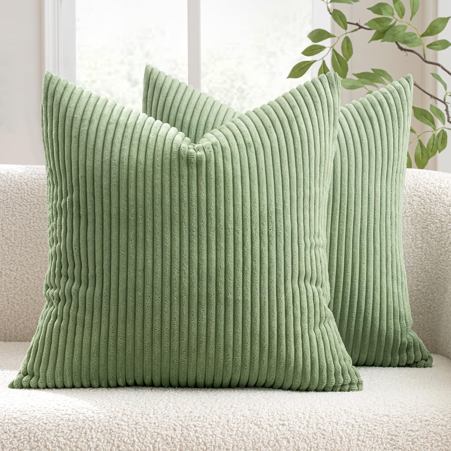 Rivestimenti Decorativi in Velluto a Coste Verde Fagiolo per Cuscini 40 ¡Á 4