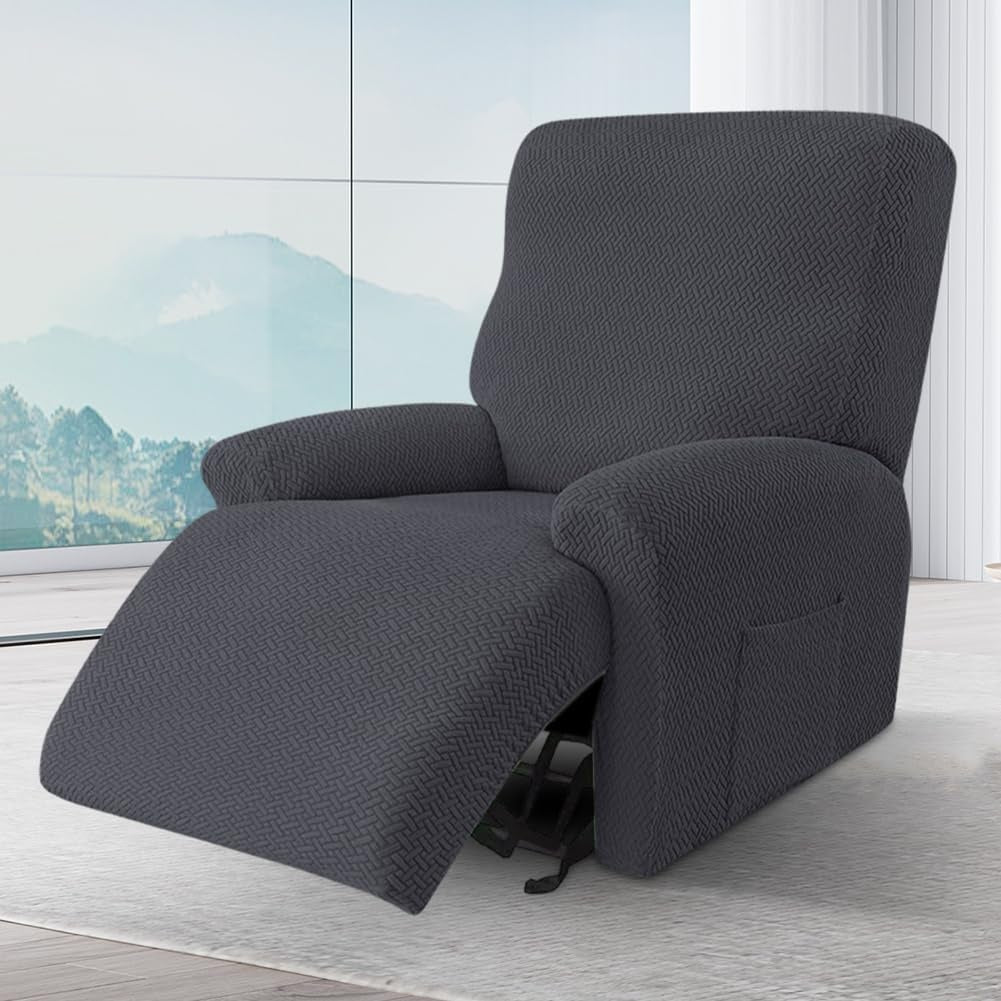Copertura Completa per Poltrona Relax Elasticizzata con Tasche Laterali Set 4 Pezzi Gr